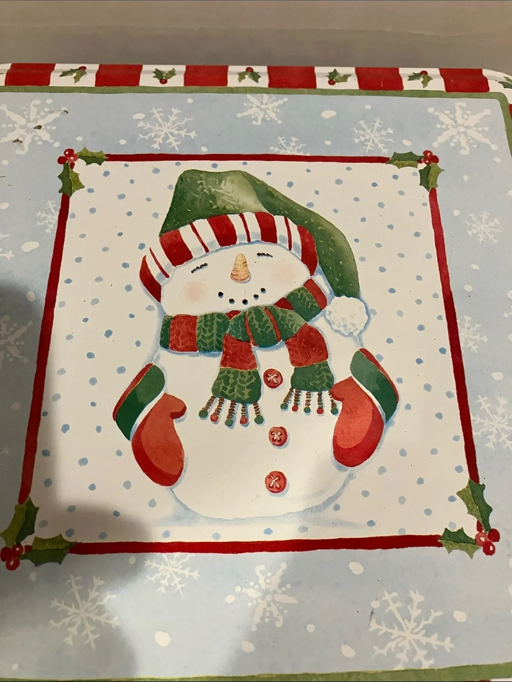 Festive Snowman Tea Cup & Lid Set - Red, Green, White